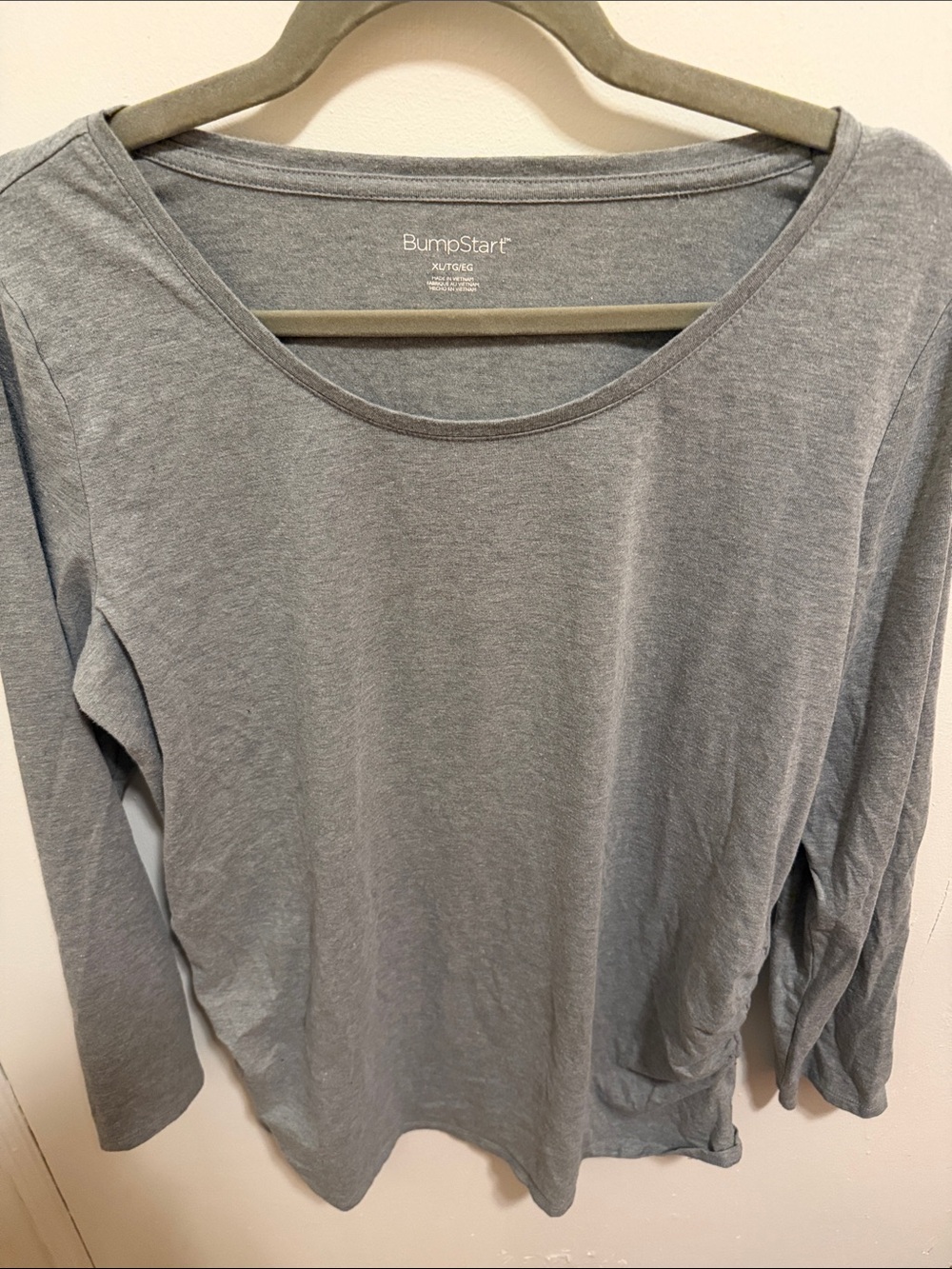 BumpStart Light Heather Gray Scoop Neck Long Sleeve Tee
